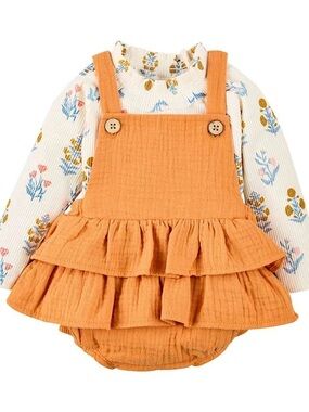 Mud Pie Bubble Romper Baby Girl 9-12 Months Orange Floral